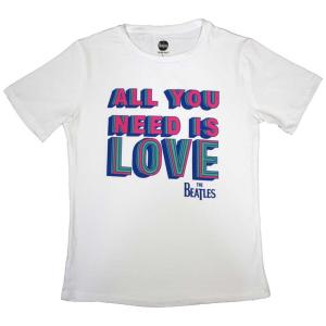 (ビートルズ) The Beatles オフィシャル商品 レディース All You Need Is Love Tシャツ 半袖 トップス RO10320 (ホワイト)｜pertemba