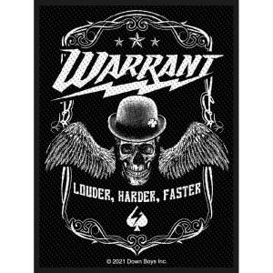 (ウォレント) Warrant オフィシャル商品 Louder Harder Faster ワッペン スタンダード パッチ RO3842 (ブラック/ホワイト)｜pertemba