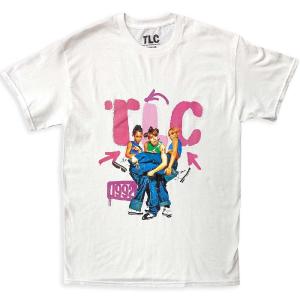 (ティーエルシー) TLC オフィシャル商品 ユニセックス Kicking Group Tシャツ コットン 半袖 トップス RO5415 (ホワイ