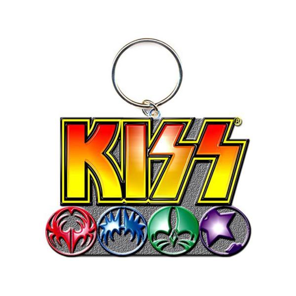 (キッス) Kiss オフィシャル商品 Logo &amp; Icons キーリング エナメル キーホルダー...