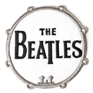 (ビートルズ) The Beatles オフィシャル商品 ドラム ロゴ ワッペン アイロン接着 パッチ RO6868 (ブラック/ホワイト/｜pertemba