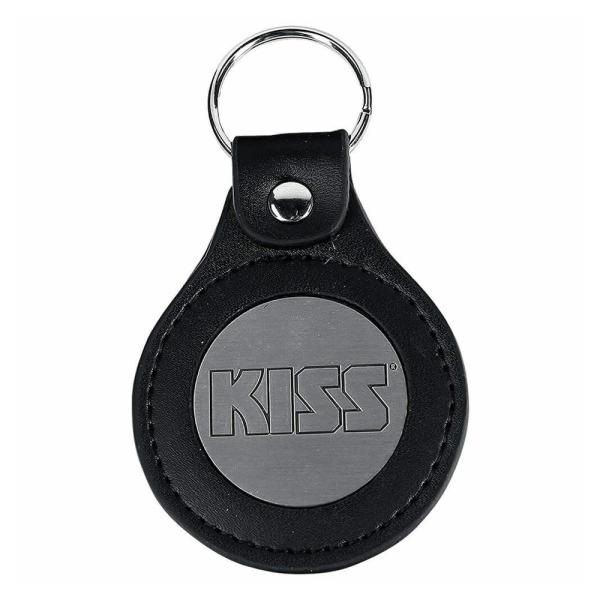 (キッス) Kiss オフィシャル商品 ロゴ キーリング レザー キーホルダー RO7346 (ブラ...