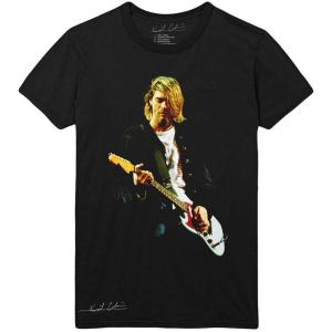 (カート・コバーン) Kurt Cobain オフィシャル商品 ユニセックス ギターー Tシャツ コットン 半袖 トップス RO7689 (｜pertemba