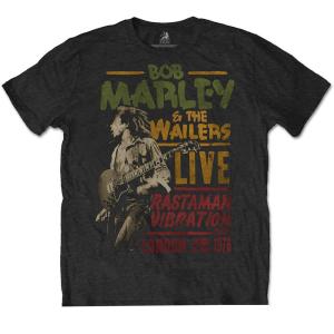(ボブ・マーリー) Bob Marley オフィシャル商品 ユニセックス Rastaman Vibration Tour 1976 Tシャツ コットン 半袖 トップ｜pertemba