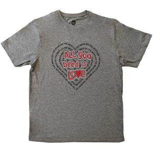(ビートルズ) The Beatles オフィシャル商品 ユニセックス All You Need Is Love ハート Tシャツ コットン 半袖 トップス