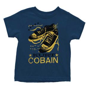 (カート・コバーン) Kurt Cobain オフィシャル商品 キッズ・子供 Lace Tシャツ コットン 半袖 トップス RO8088 (ネイビ｜pertemba
