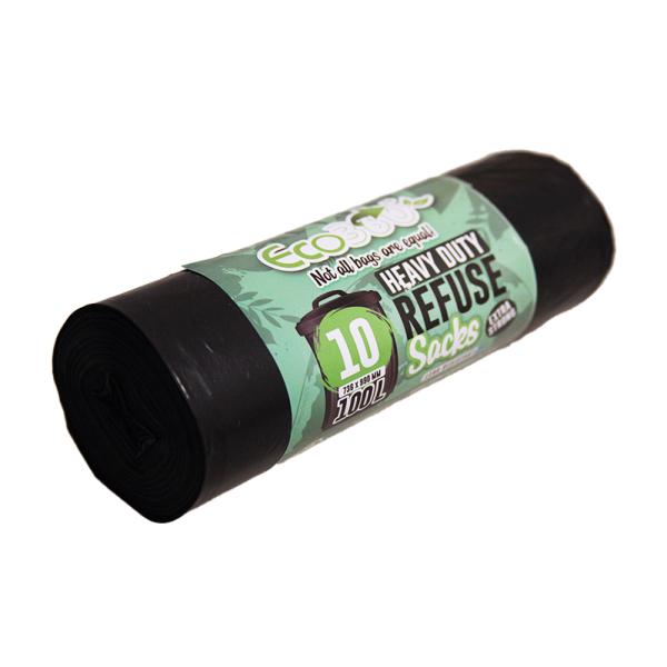 (エコバッグ) Ecobag 丈夫 プラスチックバッグ ゴミ袋 (10枚) ST2437 (ブラック...