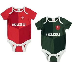 ラグビー ウェールズ代表 Wales RU オフィシャル商品 赤ちゃん・ベビー用 ボディースーツ 半袖 ロンパース (2枚｜pertemba