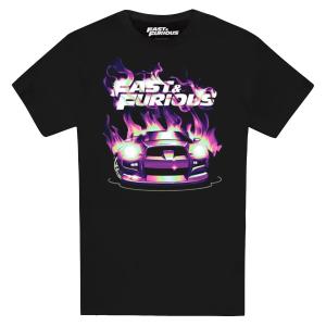 (ワイルド・スピード) Fast & Furious オフィシャル商品 メンズ Flames Tシャツ 半袖 トップス TV2093 (ブラック)｜pertemba