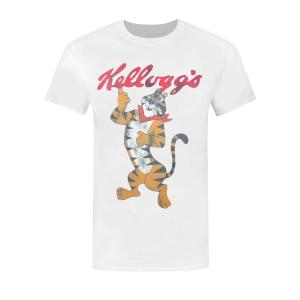 (ケロッグ) Kelloggs オフィシャル商品 メンズ トニー・ザ・タイガー Tシャツ 半袖 トップス TV623 (ホワイト)
