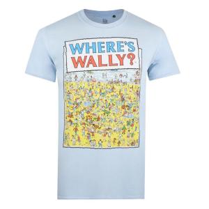 (ウォーリーをさがせ!) Wheres Wally? オフィシャル商品 メンズ Beach Tシャツ 半袖 トップス TV779 (スカイブルー)｜pertemba