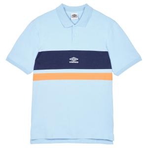 (アンブロ) Umbro メンズ ストライプ 半袖 ポロシャツ トップス UO1986 (エンジェルブルー/エクルー/ブレージング｜pertemba