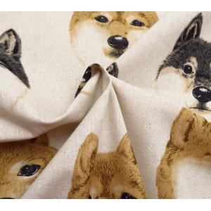 生地 犬柄 108cm巾 綿麻キャンバス≪柴犬...の詳細画像1