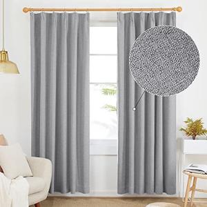 Deconovo 1級遮光カーテン 全遮光 厚地 幅100cm丈200cm グレー 形態記憶加工済み 防音 省エネ 昼夜目隠しりんネット生地 2
