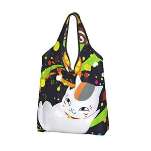 夏目友人帳 エコバッグ ニャンコ先生 買い物バッグ 折りたたみ 大容量 買い物袋 防水素材 軽量 コンビニバッグ コンパクト 頑丈 コンパクト