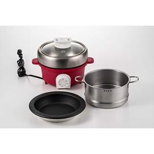 丸山技研 プチ プレジール 電気ミニグリル鍋 スチーマー付 レッド PGN-100