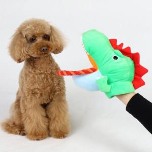 犬 おもちゃ ロープ ぬいぐるみ 丈夫 パペット 引っ張りっこ 犬 音 噛む 一緒に遊べる オモチャ 玩具 トイ | 恐竜 パペットトイ