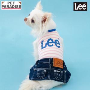 Ｌｅｅ 犬 服 夏 鹿の子 ボーダー スカートつなぎ 小型犬 | 縞模様 デニム インディゴ 袖なし ブランド カジュアル おしゃれ かわいい かっこいい