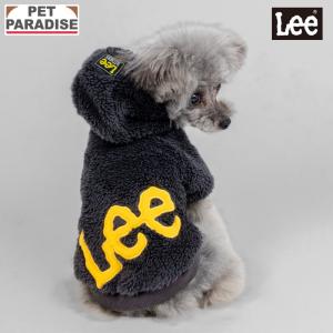 犬服 冬 Ｌｅｅ パーカー 小型犬 ダークグレー | 犬の服 ドッグウェア ブランド カジュアル おしゃれ かわいい かっこいい ロゴ ボアパーカー
