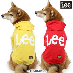 犬 服 春 おしゃれ ブランド 着せやすい 猫 〔 中型犬 〕 リー lee | Ｌｅｅ パーカー 白 ロゴ レッド イエロー｜pet-para