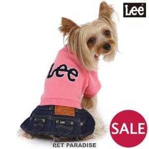 犬 服 冬 ワンピース おしゃれ 猫  暖かい リー デニム lee ブランド 裏起毛   Lee スカートつなぎ ロゴ刺繍 メール便可