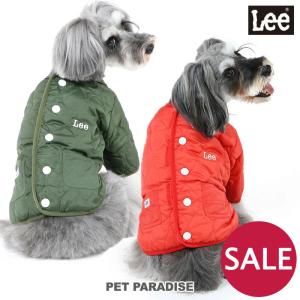 犬 服 冬 背中開き 着せやすい 暖かい おしゃれ ブランド 猫  防寒 lee   Lee 背開き ジャケット キルティング 綿入り オレンジ カーキ