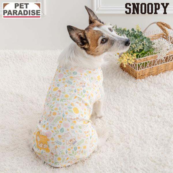 スヌーピー 犬 服 春 のほほん タンクトップ 小型犬 | イエロー 袖なし パピー やわらか ブラ...