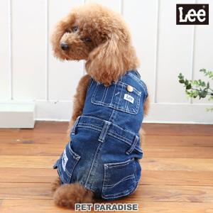 犬 服 秋 おしゃれ ブランド つなぎ 着せやすい 猫 〔 小型犬 〕 リー 春 | Lee デニム オーバーオール 白ステッチ