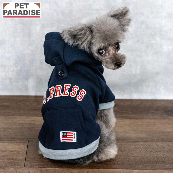 J.PRESS 犬 服 冬 ロゴ 裏起毛 パーカー 小型犬 | ブランド カジュアル おしゃれ かっ...