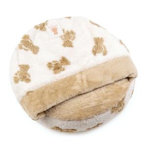 犬 ベッド 冬用 くまちゃん 織り柄 ボア 丸...の詳細画像2