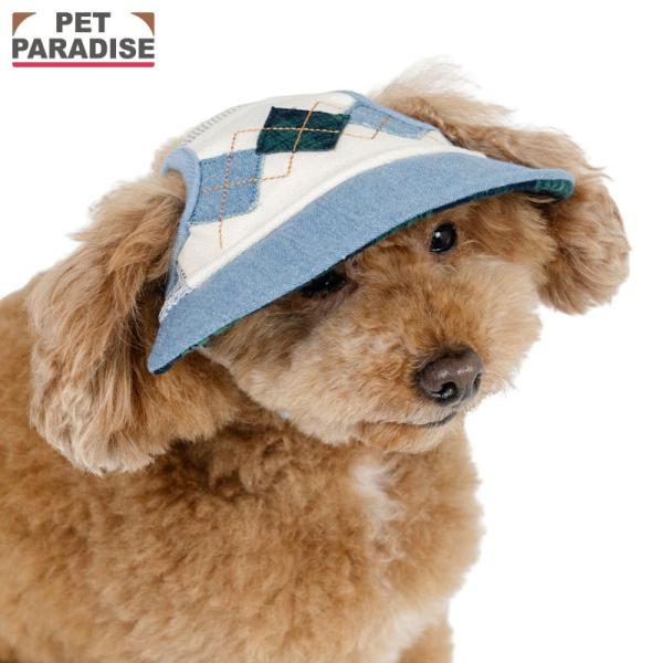 犬 服 夏 アーガイル柄 帽子 超小型犬 小型犬 | ブルー デニム キャップ 遮熱 日よけ カジュ...