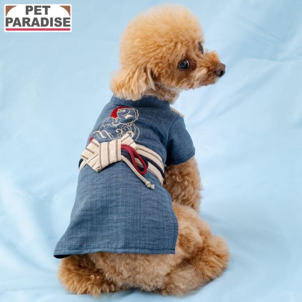 犬 服 夏 鯛刺繍 浴衣 小型犬 | ネイビー タイ 帯 かっこいい シンプル ペット おしゃれ 猫...