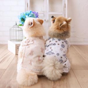 犬 服 夏 ちどり柄 甚平 小型犬 | ホワイ...の詳細画像4