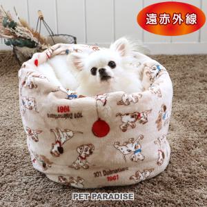 犬 ベッド 冬用 遠赤外線 ディズニー 101匹わんちゃん 筒型 寝袋 カドラー (35×50cm) 風船柄 | あったか ドーム ふわふわ おしゃれ かわいい 返品不可