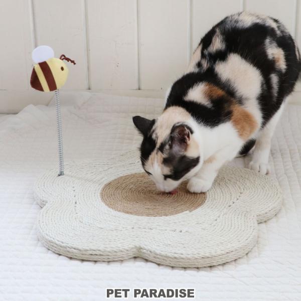 猫 爪とぎ プレート 白 お花 蜂 ねこ ｜ ストレス解消 ガリガリ キャット スクラッチャー おし...