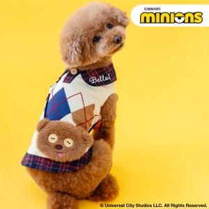 プレゼント対象 犬服 犬 服 ドッグウェア 秋 ミニオン ティム トレーナー 小型犬 ３Ｓ〜Ｓ 袖なし ベージュ アーガイル スウェット