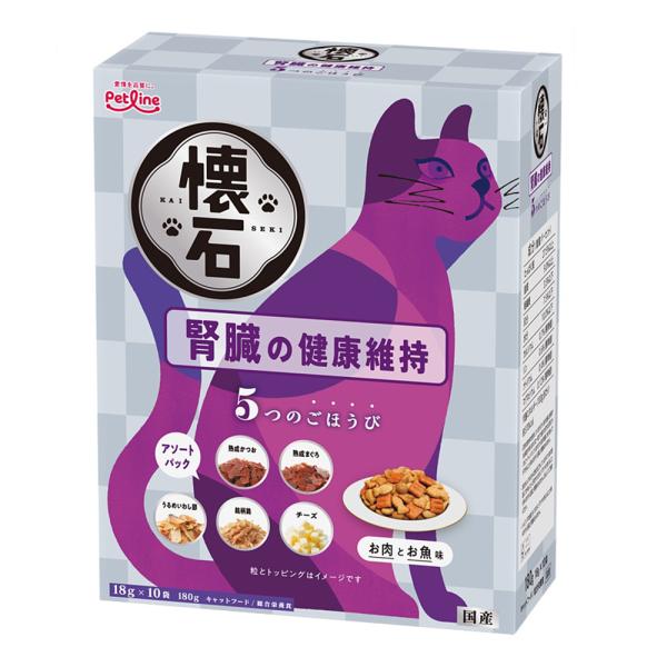 ペットライン 懐石 ５つのごほうび 腎臓の健康維持 180g（キャットフード お肉とお魚味）