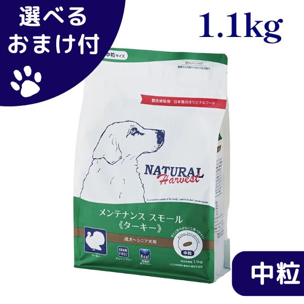 ナチュラルハーベスト メンテナンススモール ターキー 1.1kg 中粒 犬 (ドッグフード)