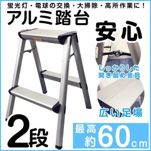 長谷川工業 踏台 2段 折りたたみ アルミ シルバー SE-6A : incs 長谷川工業 踏台 2段 折りたたみ アルミ シルバー SE-6A : incs