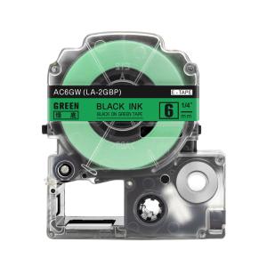 キングジム テプラPRO 用 互換 テープ カートリッジ 6mm SC6G 対応 強粘着 緑地 黒文字