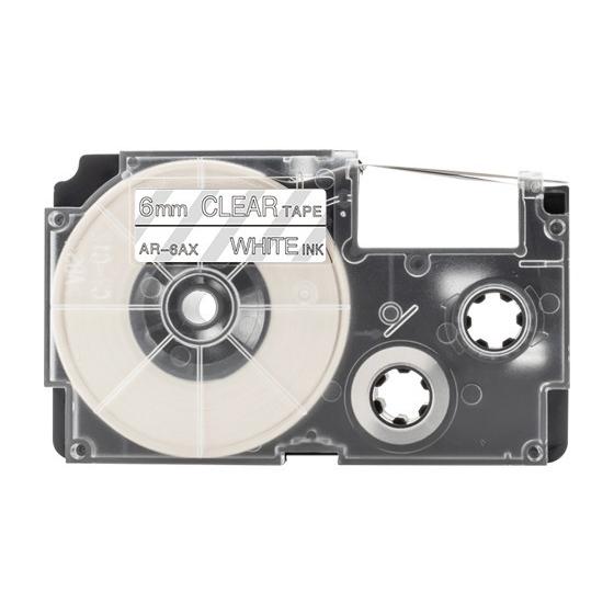 XR-6AX 対応 カシオ ネームランド 用 互換 テープ カートリッジ 6mm 透明地 白文字
