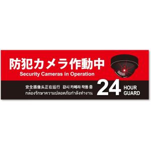 MTO 防犯プレート01 【防犯カメラ作動中】 横型 サイズ/S 285mm×95mm 1枚 赤/黒...