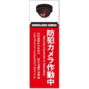 MTO 防犯プレート01 【防犯カメラ作動中】 縦型 サイズ/S 285mm×95mm 1枚 赤/白...