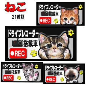 白 ドライブ レコーダー搭載 録画 ステッカー 猫