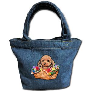 スーディー様】ハンドメイドオーダー★犬★サイドポケット付大容量トートバッグ お散歩バッグ ダックスフンド 6 デニムバッグ/犬 トート ポケット