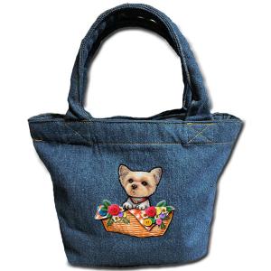 お散歩バッグ 柴犬5-2 デニムバッグ/犬 トート ポケット バック かばん
