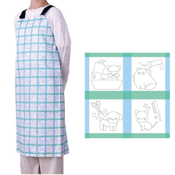 【防水】トリミングエプロン　トリミングタイム柄　アジャスターバックルタイプ　防水エプロン　【メール便...