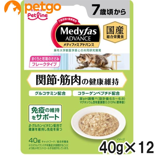 メディファス アドバンス ウェット 関節・筋肉の健康維持 7歳頃から まぐろと若鶏のささみ 40g×...
