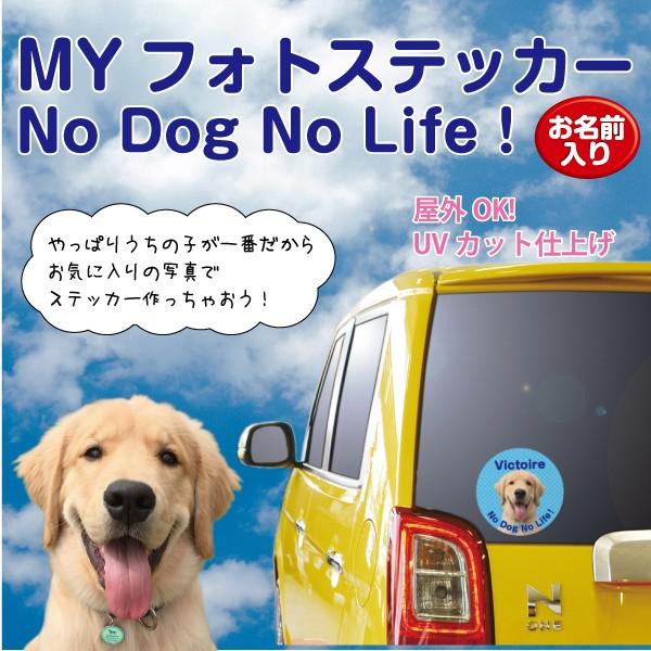 写真入りMYフォト オリジナルステッカー (直径125mm) No Dog No Life! ペット...