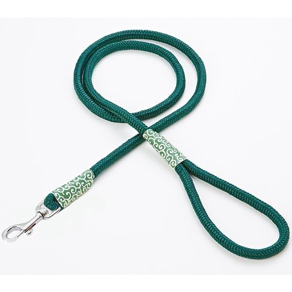 犬用リード 犬雅 唐草 丸紐 ペティオ 7mm グリーン 布 ポメラニアン マルチーズ ミニチュアダ...